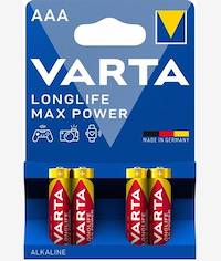 Varta Longlife Alkaline AAA Max Power 4 Pack Battery
