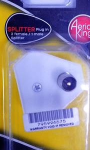 Aerial King Splitter Plug in 2 Way Mff Blister