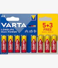 Varta Longlife Max Power Alkaline AAA 8 PC Batteries