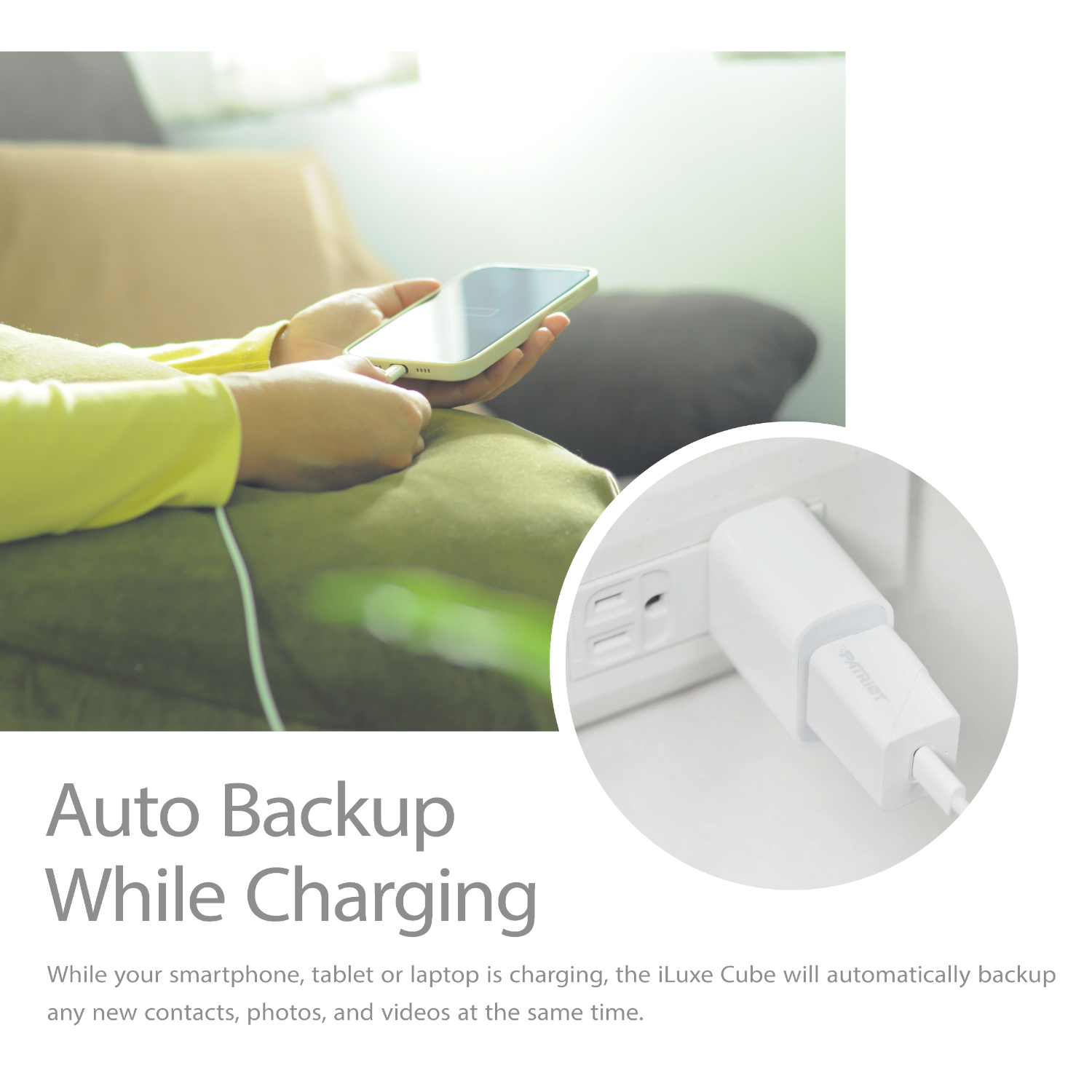 Patriot iLuxe Cube 512GB Type-C Smart Backup Solution - White - Image 5