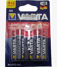 Varta Longlife Max Power Alkaline 6 Pack AA Battery