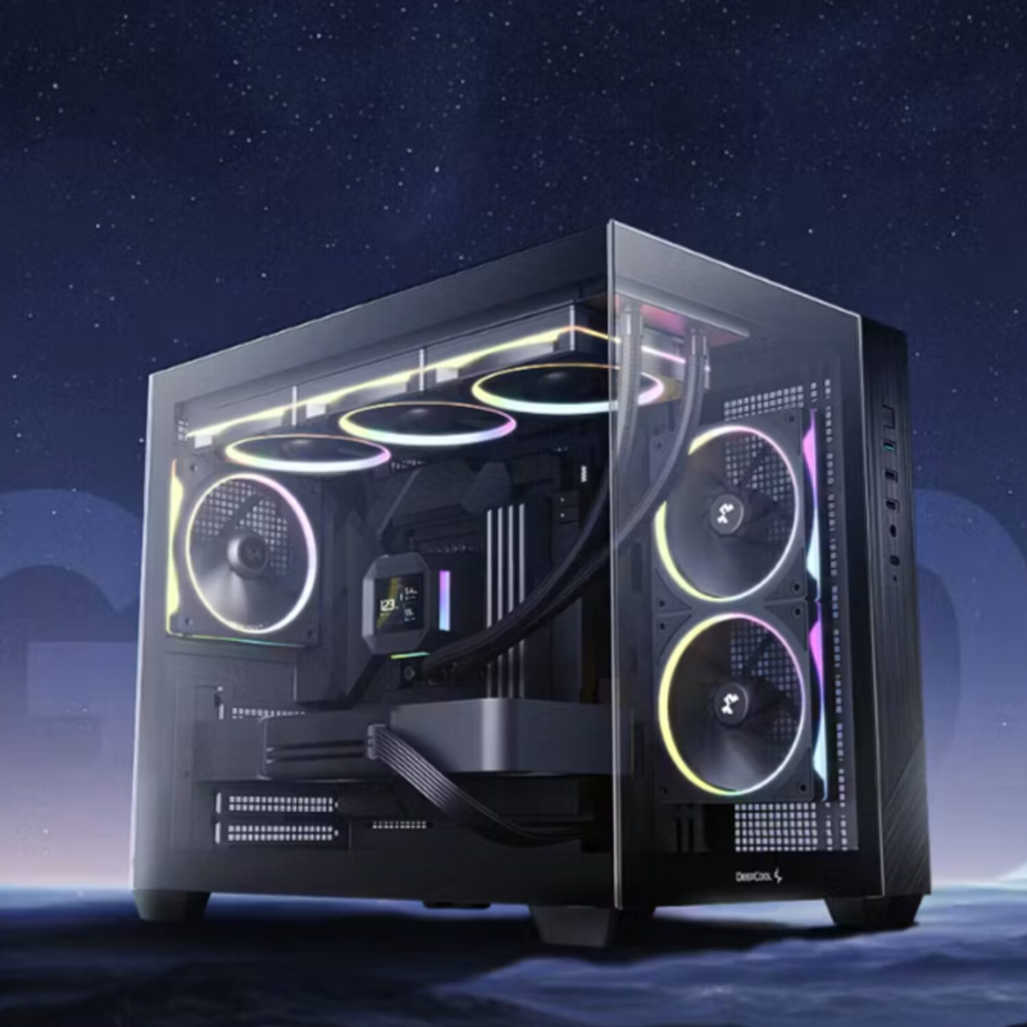 Deepcool CG330 3F Panoramic Dual-Chamber Micro-ATX Gaming Chassis - Black - Image 3