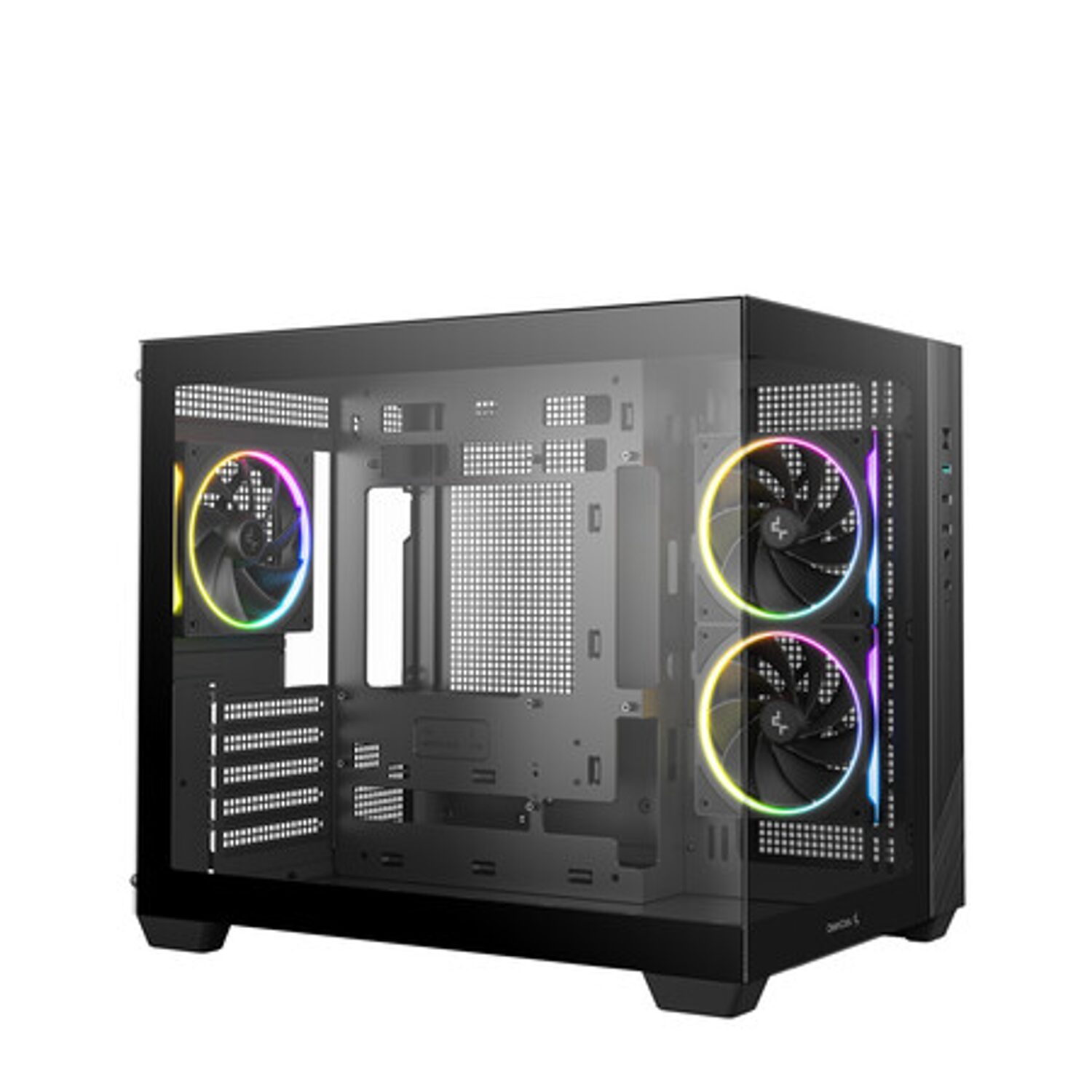 Deepcool CG330 3F Panoramic Dual-Chamber Micro-ATX Gaming Chassis - Black - Image 2