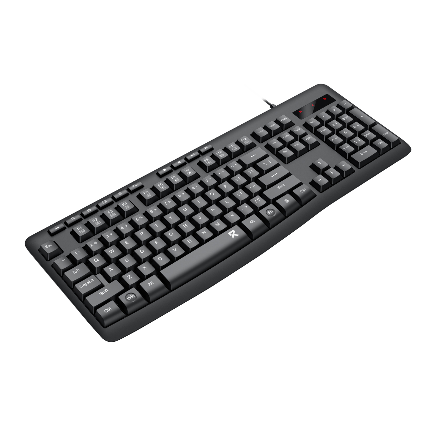 Redragon BK-7366 Full-size Ergonomic Wired Membrane Office Keyboard - Black - Image 2