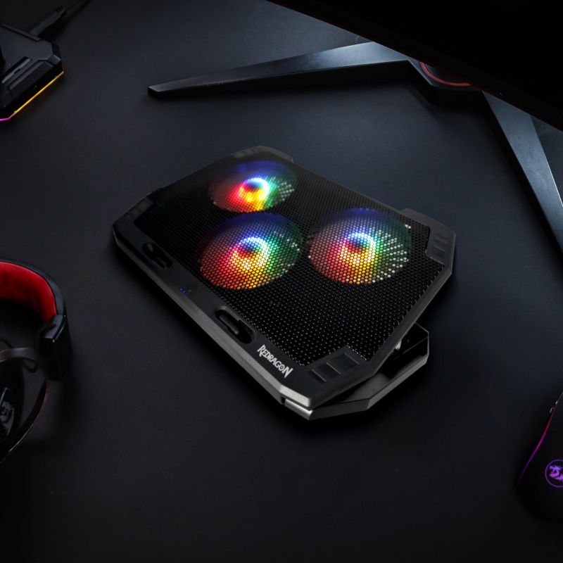 REDRAGON Dual USB 3 Fan RGB Gaming Notebook Stand - Image 5