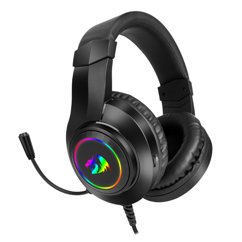 REDRAGON Over-Ear HYLAS Aux (Mic and Headset)|USB (Power Only) RGB Gaming Headset - Black - Image 2