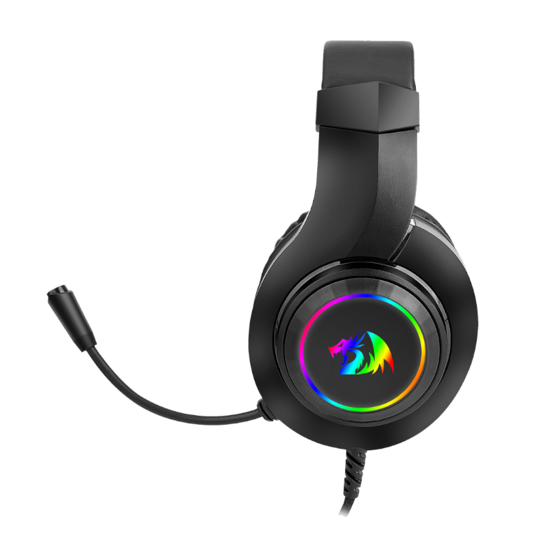 REDRAGON Over-Ear HYLAS Aux (Mic and Headset)|USB (Power Only) RGB Gaming Headset - Black - Image 4