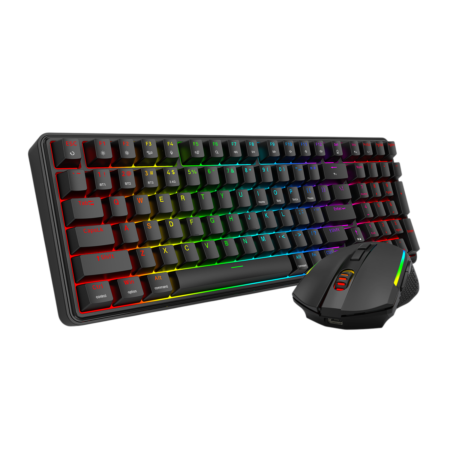 Redragon S162 RGB 3-Mode Wireless Mechanical Gaming Keyboard and Mouse Combo - Black - Image 2