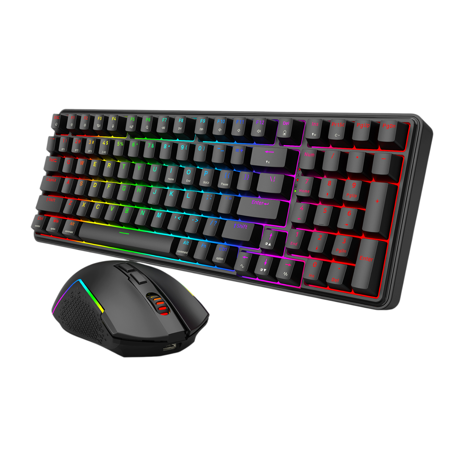 Redragon S162 RGB 3-Mode Wireless Mechanical Gaming Keyboard and Mouse Combo - Black - Image 4