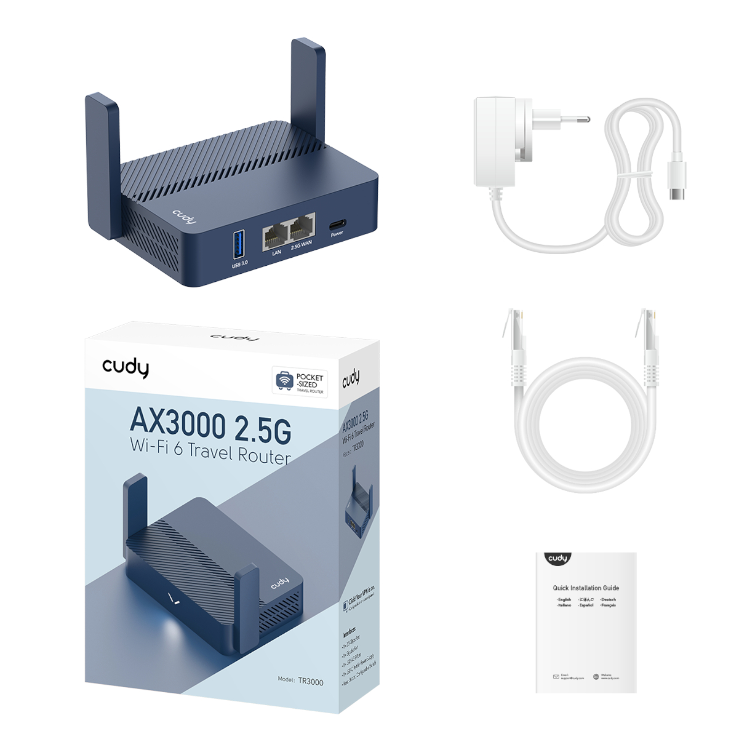Cudy AX3000 2.5G Wi-Fi 6 Mini VPN Travel Router - Navy Blue - Image 5