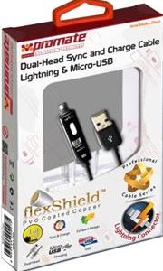 Promate White Linkmateduo Dual-ended Charge and Sync Cable