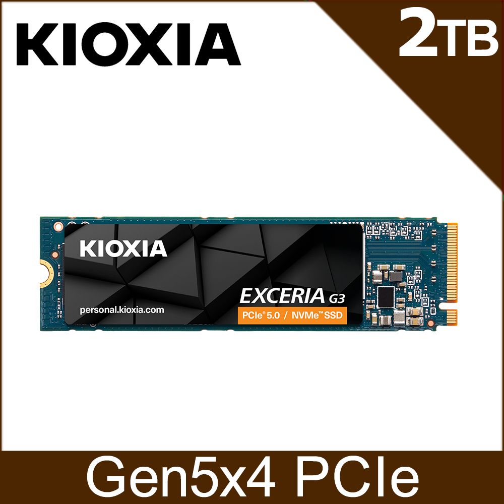 Kioxia Exceria G3 NVMe SSD - 2TB Capacity, M.2 2280 Form Factor, PCI Express Base Specification Revision 5.0 Interface, 128GT/s Interface Maximum Speed, 10000Mbps Max Sequential Re