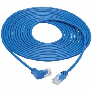 Eaton Up-Angle Cat6 Gigabit Molded Slim UTP Ethernet Cable (RJ45 Right-Angle Up M to RJ45 M), Blue, 15 ft. (4.57 m)