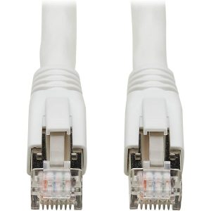 Eaton Cat8 25G/40G-Certified Snagless Shielded S/FTP Ethernet Cable (RJ45 M/M), PoE, White, 40 ft. (12.19 m)