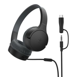 Belkin - SoundForm Mini Wired On-Ear Headphones - USB-C & 3.5 mm - Black