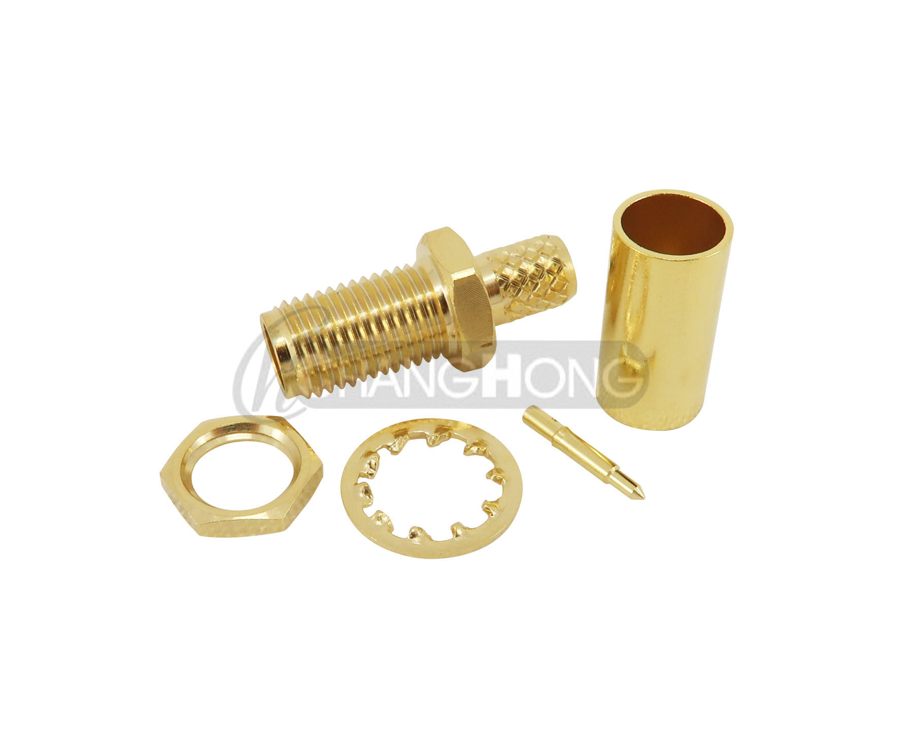 The SMA(F)RP-195 Rev Polarity Connector is a female-to-male RF adapter designed for ARF195 coaxial cables. It ensures co