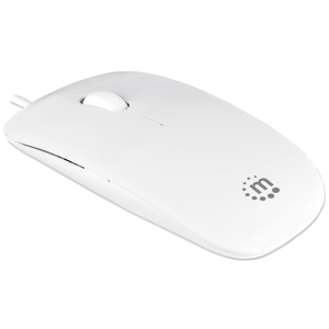 Manhattan Silhouette Optical Mouse - USB, Three Buttons with Scroll Wheel, 1000 dpi, white , Retail Box, Limited Lifetime Warranty
