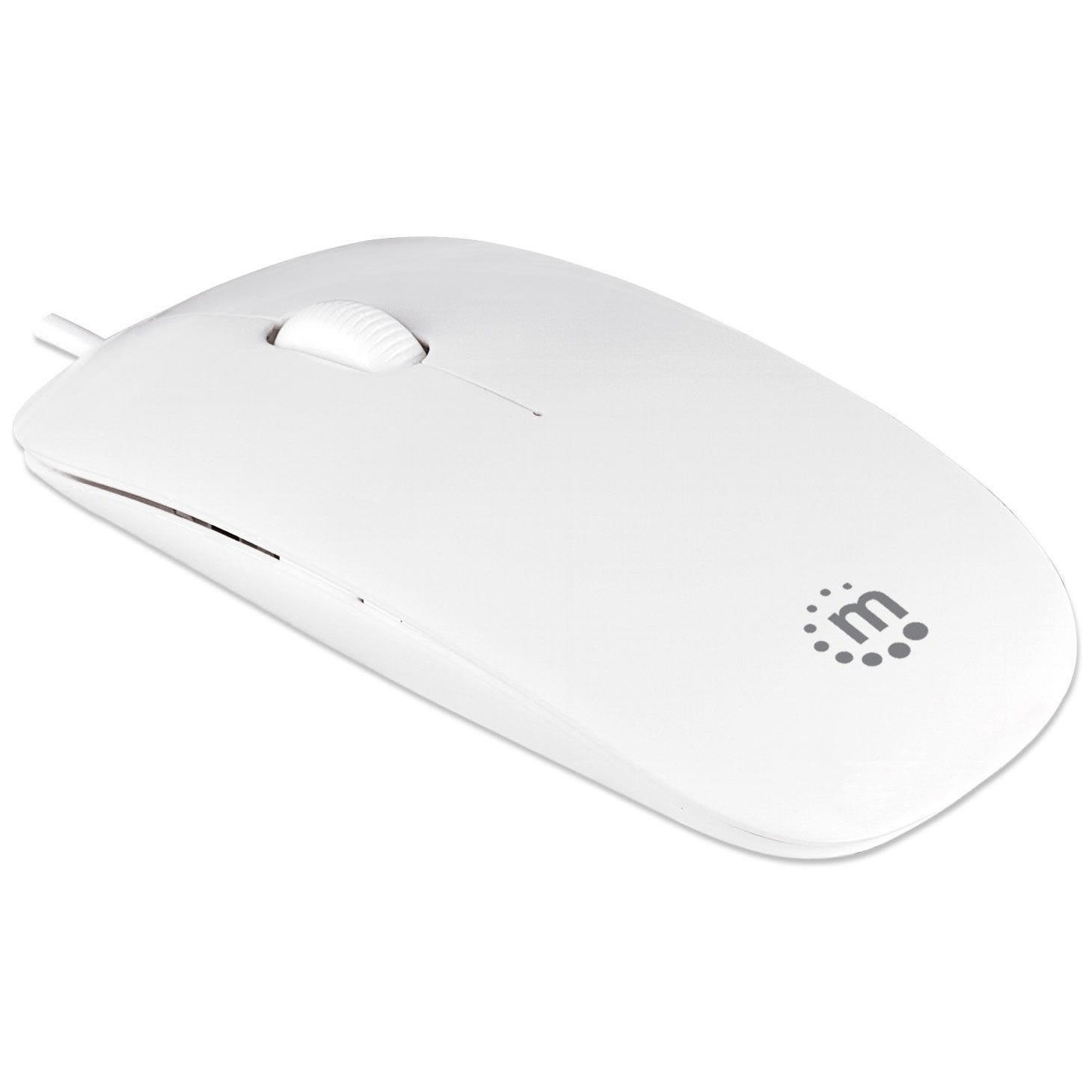 Manhattan Silhouette Optical Mouse - USB, Three Buttons with Scroll Wheel, 1000 dpi, white , Retail Box, Limited Lifetime Warranty