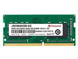 TRANSCEND 16GB JET MEMORY DDR4 2666MHZ NOTEBOOK SO-DIMM 2RX8 1GX8 CL19
