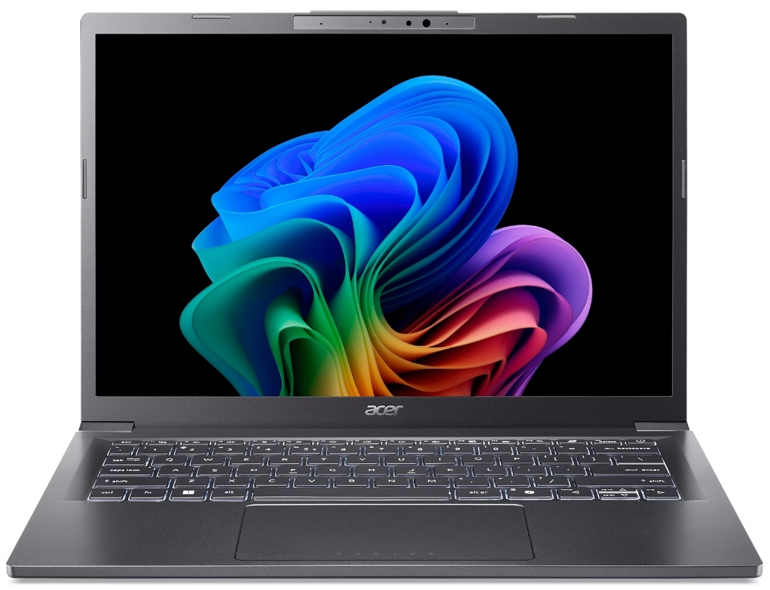 Acer Aspire - A14-52M- Black - NT OLED - 14"1920 x 1200 WUXGA CineCrystal (Glare) - Copilot+ PC Intel®Core™ Ultra 7 258V- GPU: Arc™ Graphics 140V- RAM: 32GB LPDDR5X- RAM slots: 2