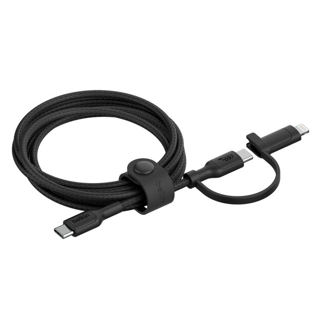 Belkin - BoostCharge Pro - 2 in 1 USB-C - with USB-C and Lightning Connector - 1.5 Meter - Black - 2 Year Warranty