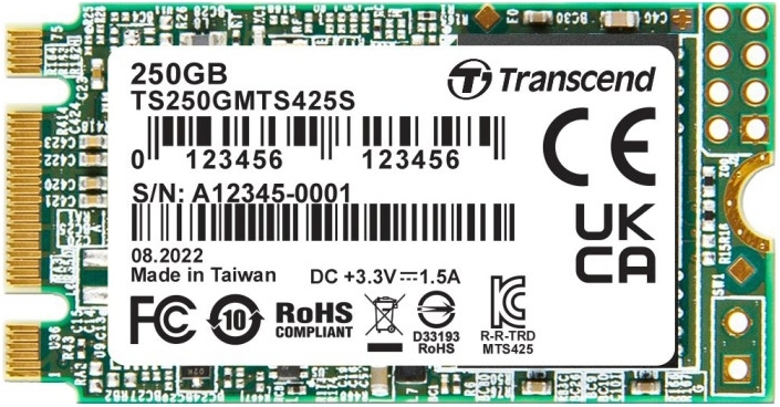 TRANSCEND 1 TB MTS425S M.2 SATA 3 2242 SSD 3D NAND - CACHELESS