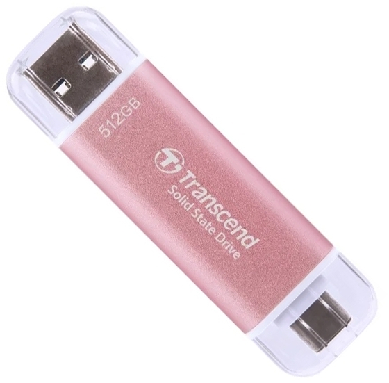 TRANSCEND 1 TB ESD310P USB3.2 TYPE A & C (USB 10Gbps) OTG COMPACT PORTABLE SSD - Read 1050MB/s Write 950 MB/s - Pink
