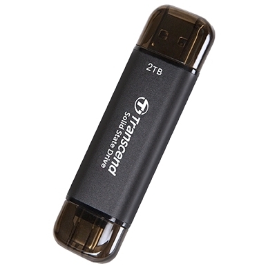 TRANSCEND 128 GB ESD310C USB3.2 TYPE A & C (USB 10Gbps) OTG COMPACT PORTABLE SSD - Read 1050MB/s Write 950 MB/s - Black
