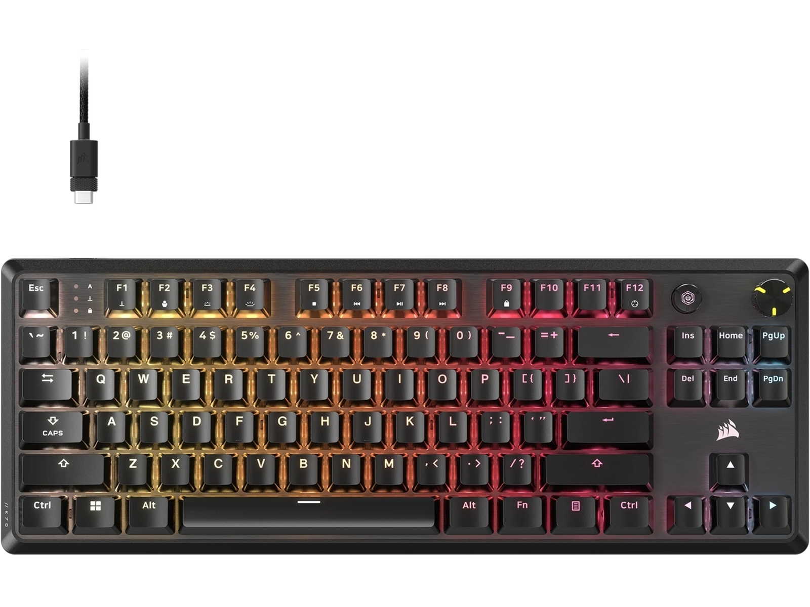 Corsair K70 CORE TKL RGB Mechanical Gaming Keyboard - CORSAIR MLX Red v2 Linear Switches - Sound Dampening - Rotary Dial