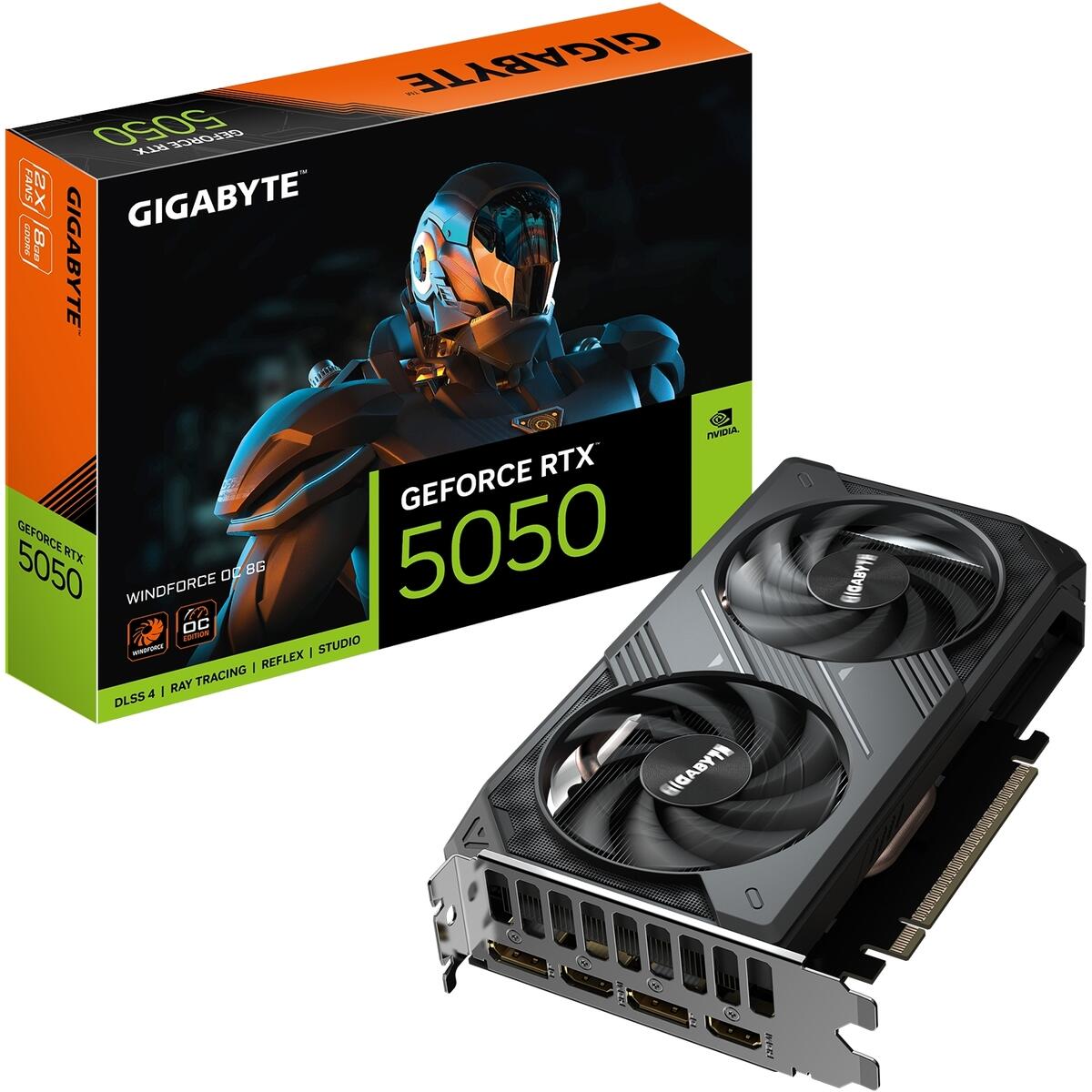 GIGABYTE nVidia GeForce RTX 5050 OC - 8GB GDDR6; 128-Bit Memory Bus; 2x HDMI; 2x DisplayPort. Low Profile