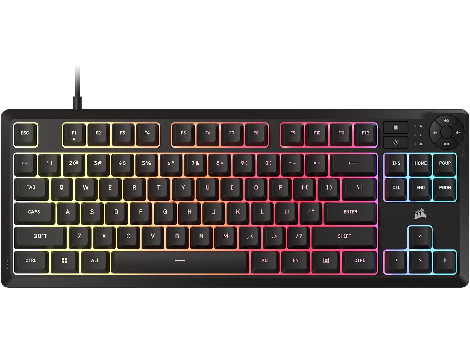 CORSAIR K55 CORE TKL RGB Wired Gaming Membrane Keyboard with 8-Zone RGB Backlighting – Black