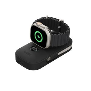 Belkin - BoostCharge Pro 10 000mAh Power Bank with Apple Watch Charger, Portable Charger with Integrated Braided USB-C Cable and Digital Display, 45 Watt Battery Pack for Charging
