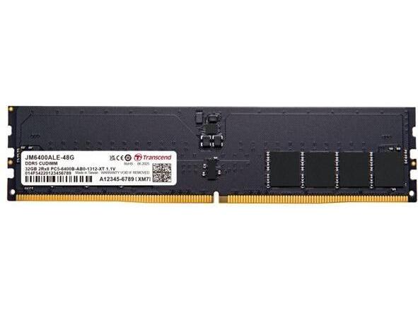 TRANSCEND JET MEMORY 16GB DDR5-6400 Unbuffered DESKTOP CUDIMM 1RX8 CL52 (2Gx8)x8 1.1V