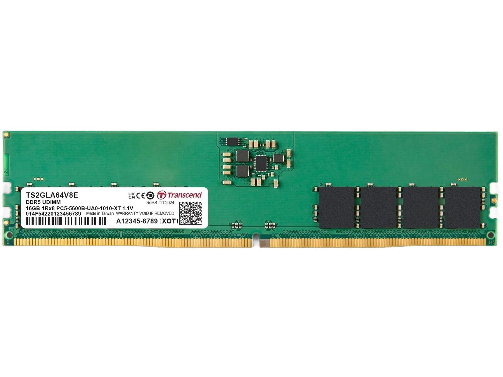 TRANSCEND 16GB DDR5-5600 UNBUFFERED DESKTOP LONG DIMM 1RX8 CL46