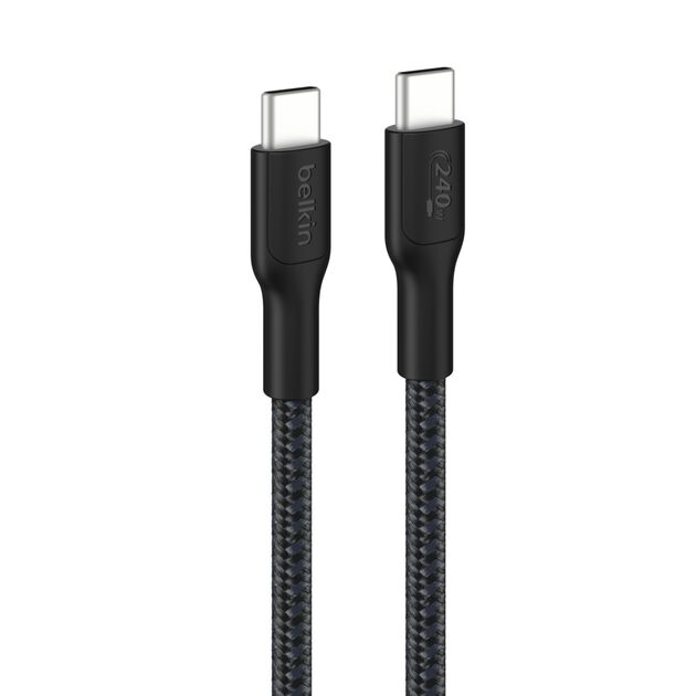 Belkin - Eco Braided USB-C to USB-C 240 Watt Cable - 3 Meters - Black