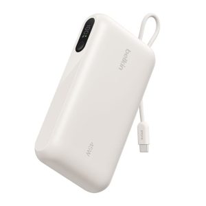 Belkin - UltraCharge 20 000 mAh Power Bank with USB-C Cable and Display - Black Charge Up to 3 Devices (1 x USB-C Port + Integrated Cable, 1 x USB-A Port) 45 Watt - Sand