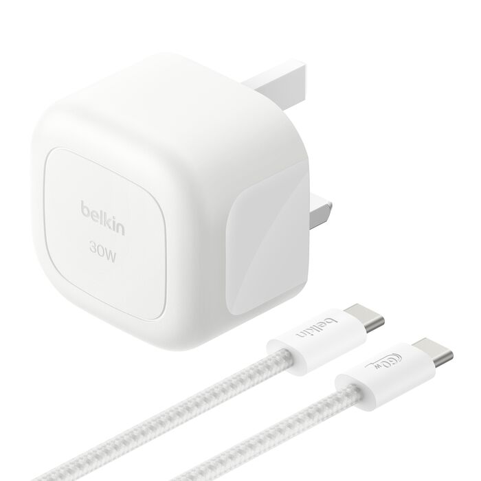 Belkin - BoostCharge Compact Charger 30 Watt Travel USB-C Power Delivery Charger with 2 Meter USB-C Cable - Silver