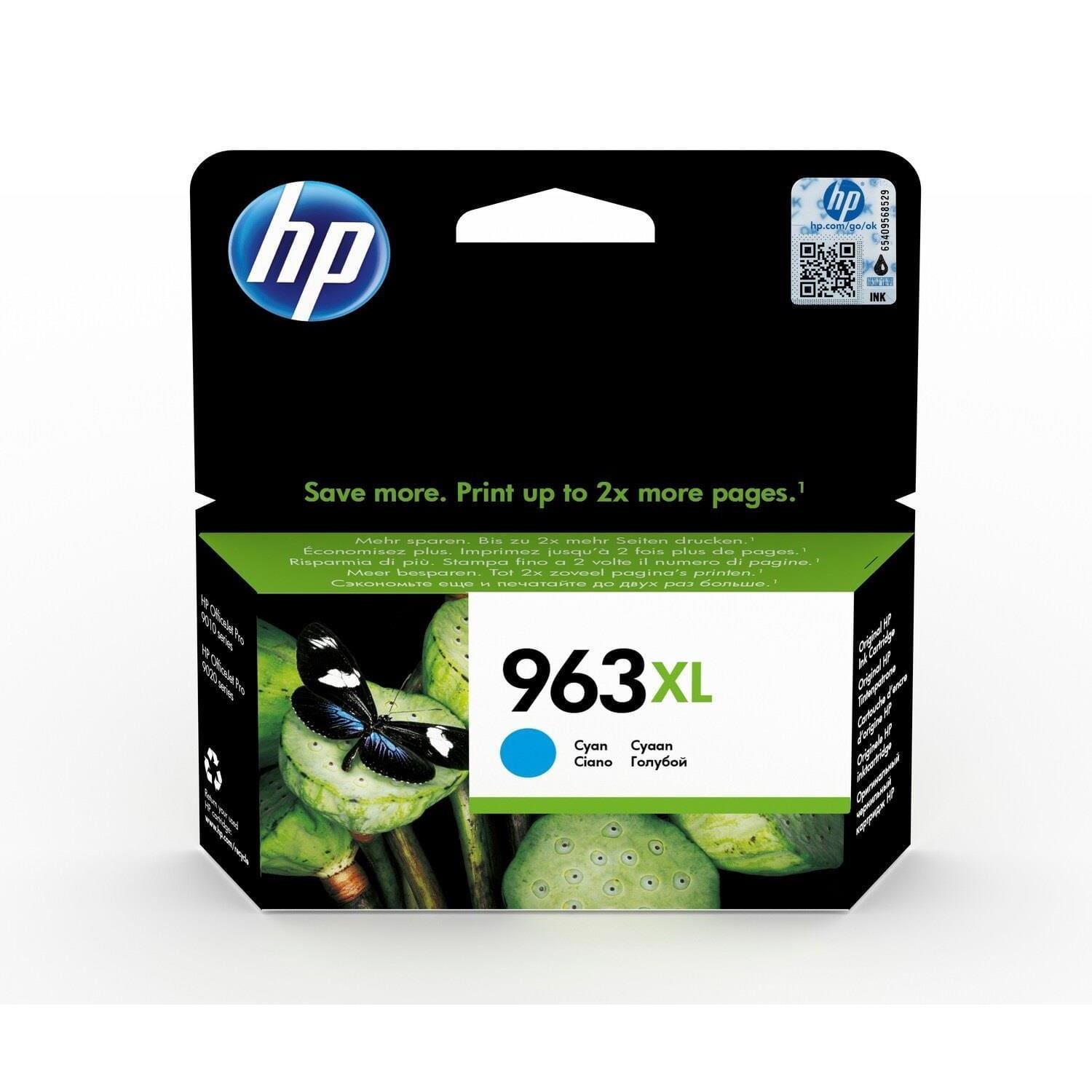HP # 963XL High Yield Cyan Original Ink Cartridge - Box Opened/Box Damaged