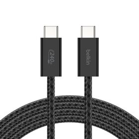 Belkin - Eco Braided USB-C to USB-C 240 Watt Cable - 1 Meter - Black