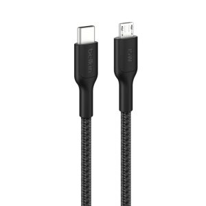 Belkin - BoostCharge USB-C to Micro-USB Braided Cable 15 Watt - 1 Meter - Black