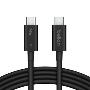 Belkin - Thunderbolt 5 - Passive USB-C to USB-C 240 Watt - 1 Meter Cable - Black - Tripling Thunderbolt - 4 speeds with up to 80Gbps, or 120Gbps with Bandwidth Boost - keeps gamers leveled up and creators productive. 4K UHD display resolution boasts crisp clarity, supporting up to 8K or 4K@540Hz and triple 4K@144Hz monitors.