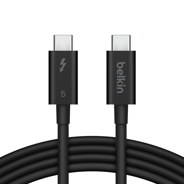Belkin - Thunderbolt 5 - Passive USB-C to USB-C 240 Watt - 1 Meter Cable - Black - Tripling Thunderbolt - 4 speeds with up to 80Gbps, or 120Gbps with Bandwidth Boost - keeps gamers leveled up and creators productive. 4K UHD display resolution boasts crisp clarity, supporting up to 8K or 4K@540Hz and triple 4K@144Hz monitors.