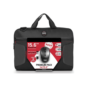 Port Premium Pack 14/15.6" Toploader Bag with Wireless Mouse Bundle