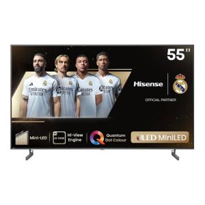 Hisense 55 Inch UHD Mini LED Smart TV – 3840 × 2160 resolution (4K UHD), 120Hz native refresh rate, VRR (Variable Refresh Rate), ALLM (Auto Low Latency Mode), HDR10 Pro, HDR10+, HL