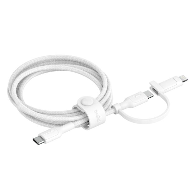 Belkin - BoostCharge Pro - 2 in 1 USB-C - with USB-C and Lightning Connector - 1.5 Meter - White - 2 Year Warranty