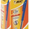 Bic Clic Blue Medium Ballpoint Pens with Retractable Side