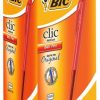 Bic Clic Red Medium Ballpoint Pens with Retractable Side