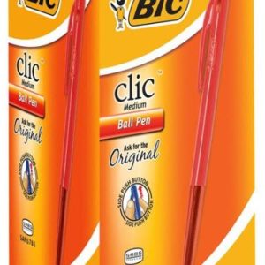 Bic Clic Red Medium Ballpoint Pens with Retractable Side