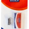 Marlin Metal Sharpener 1 hole and eraser 60 x 20 x 10mm