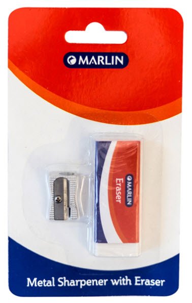 Marlin Metal Sharpener 1 hole and eraser 60 x 20 x 10mm